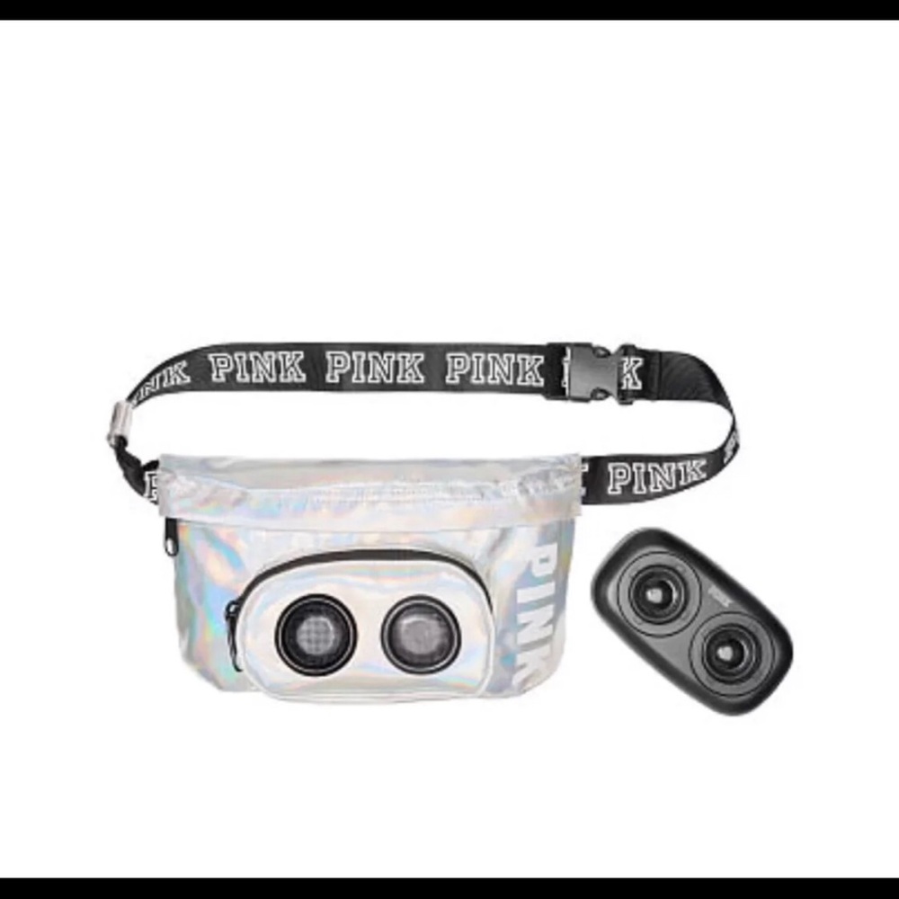 NWT! VS PINK Speaker Silver Iridescent Fanny Pack